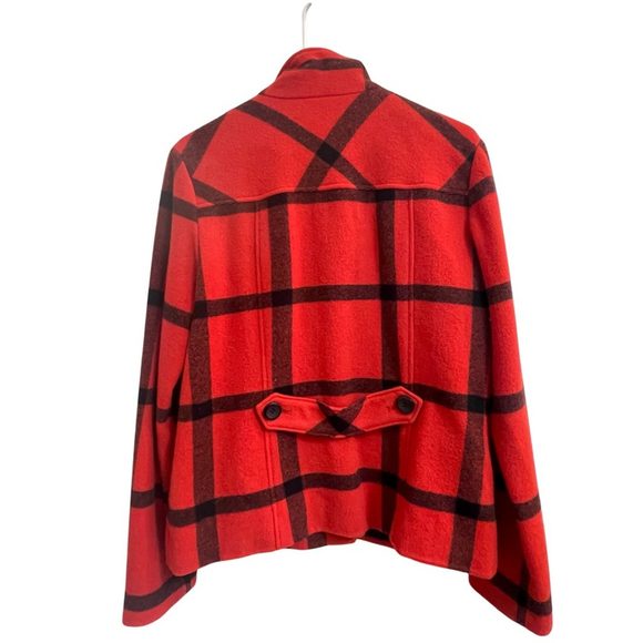 600 West Wool Red and Black Coat. Women size medium - Picture 2 of 8